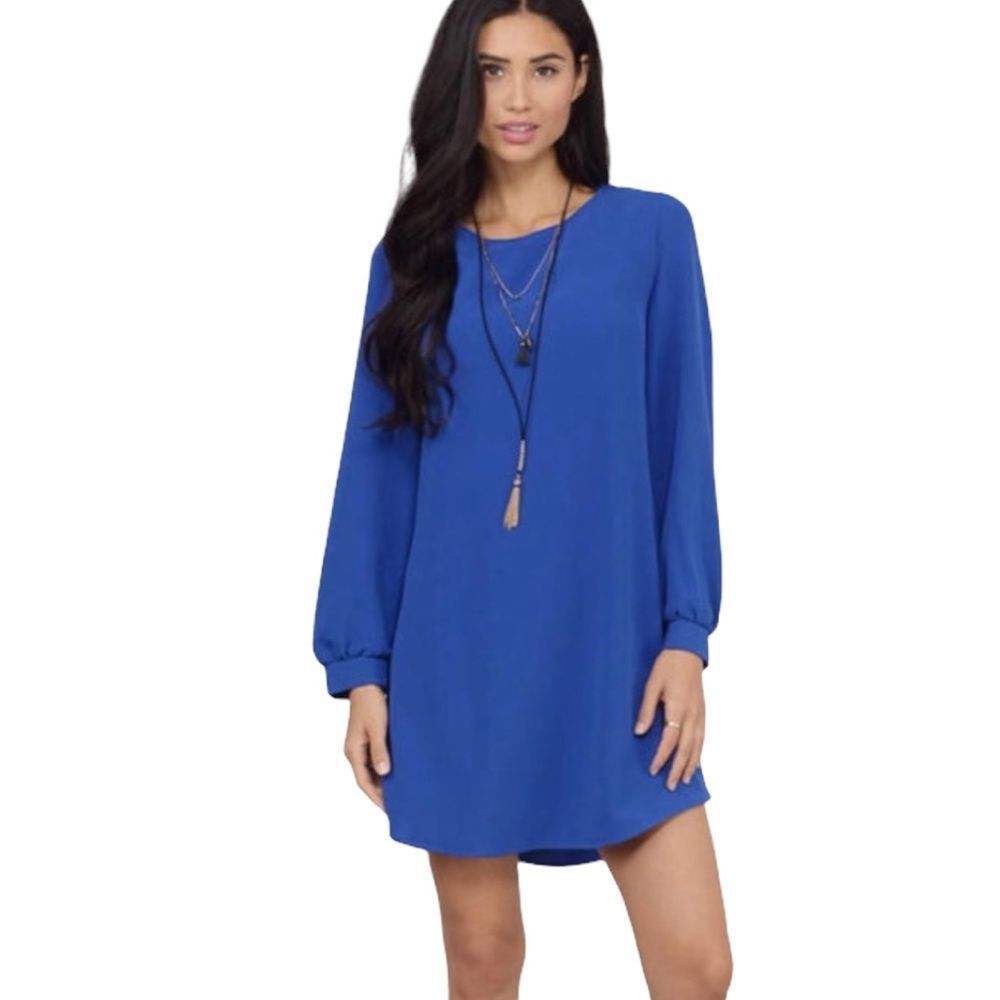 Tobi Sippin Cosmos Cobalt Blue Shift Dress Size  Extra Small Long‎ Sleeve Casual